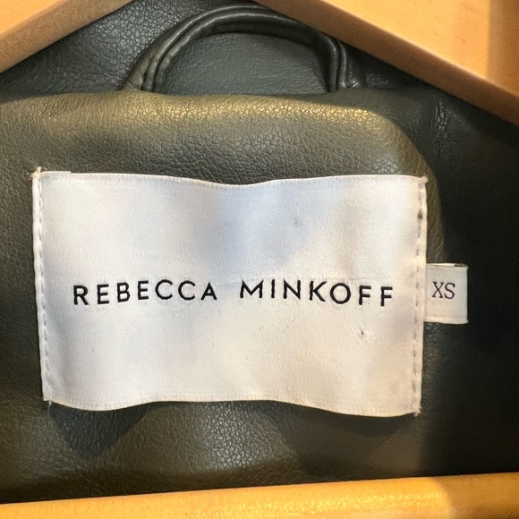 REBECCA MINKOFF Rebecca Minkoff Dark Green Vegan Leather Moto Jacket Size XS - Picture 2 of 11